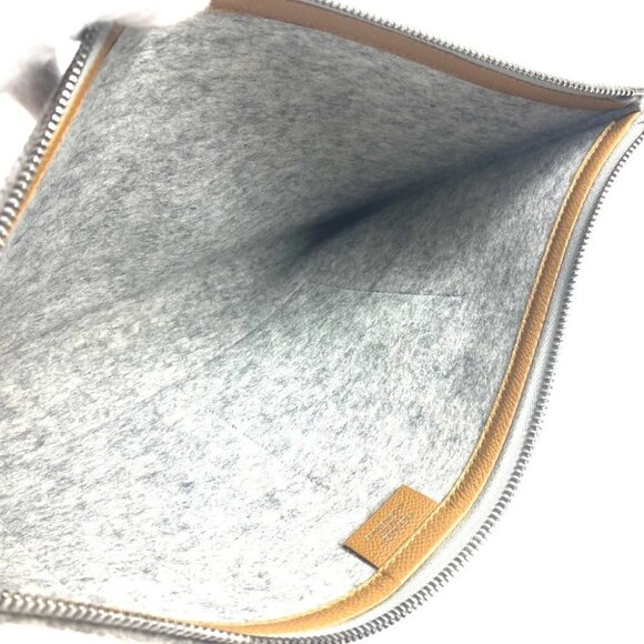 HERMES Bag Too Doo 37 Pouch Clutch bag felt / Leather gray/Brown - Picture 7 of 13